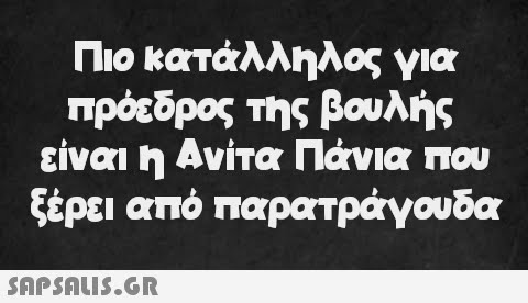 Πιο κατάλληλος για πρόεδρος της βουλής είναι η Ανίτα Πάνια που ξέρει από παρατράγουδα