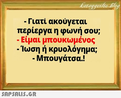 - Γιατί ακούγεται περίεργα η φωνή σου; - Είμαι μπου κωμένος - Ίωση ή κρυολόγη μα; - Μπουγάτσα.!