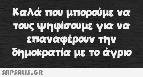 Καλά που μπορούμε να τους ψηφίσουμε για να επαναφέρουν δημοκρατία με το άγριο την