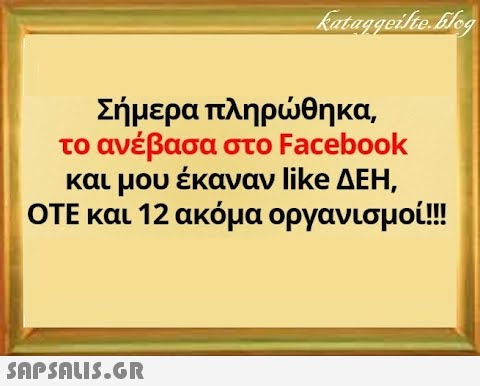 Σήμερα πληρθηκα, ανέβασα στο Facebook και μου έκαναν like ΔΕΗ , ΟΤΕ και 12 ακόμα οργανισμοί!! το