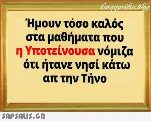 Ήμουν τόσο καλός στα μαθήματα που Υποτείνουσα νόμιζα η ότι ήτανε νησί κάτω απ την Τήνο SnPSALI5.GR