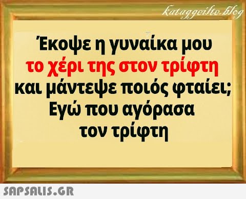 Έκοψε η γυναίκα μου το χέρι της στον τρίφτη και μάντεψε ποιός φταίει; Εγ που αγόρασα τον τρίφτη